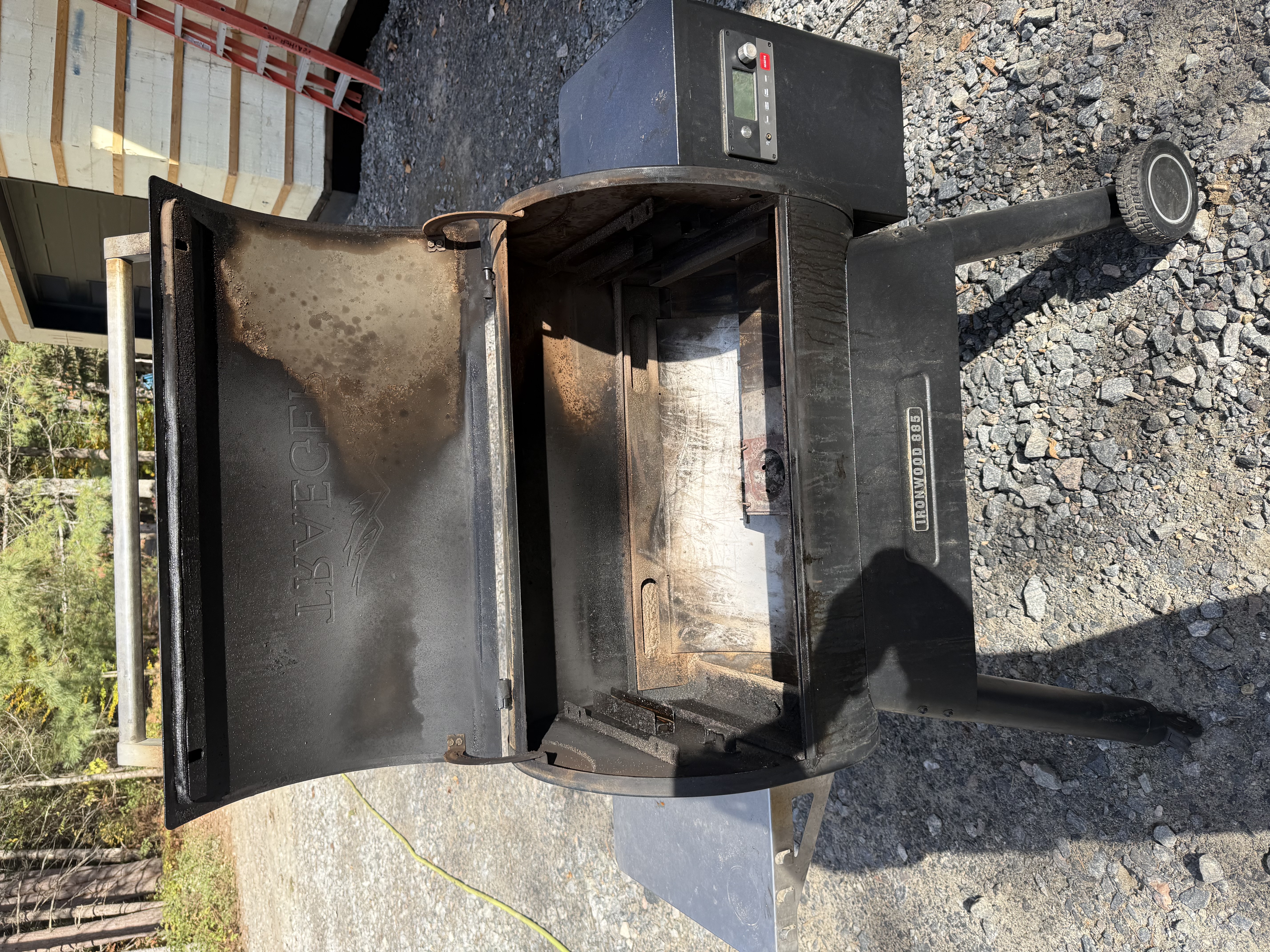 Traeger pellet smoker before cleaning